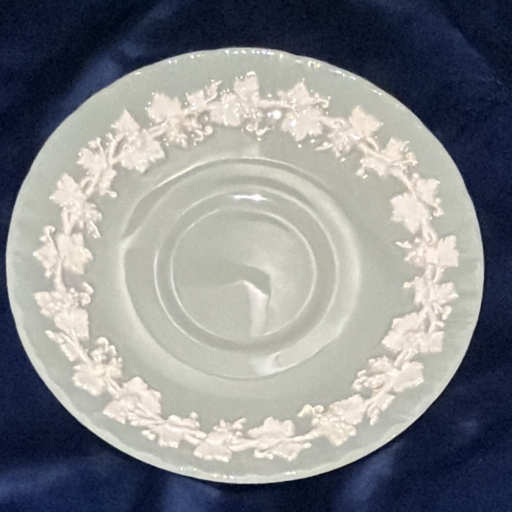 Vintage Wedgwood Sage Green Embossed Queens Ware Grapevine Saucer 6" England